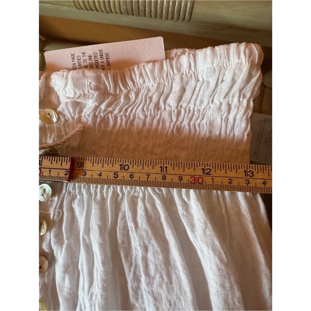 Gigi Moda White 100% Linen Smocked Button Front Maxi Skirt One Size - Picture 10 of 10